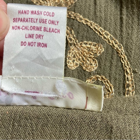 LUCKY and COCO Summer Cover Up Tunic Mini Dress Olive Green Gold Womens Large - Picture 15 of 16